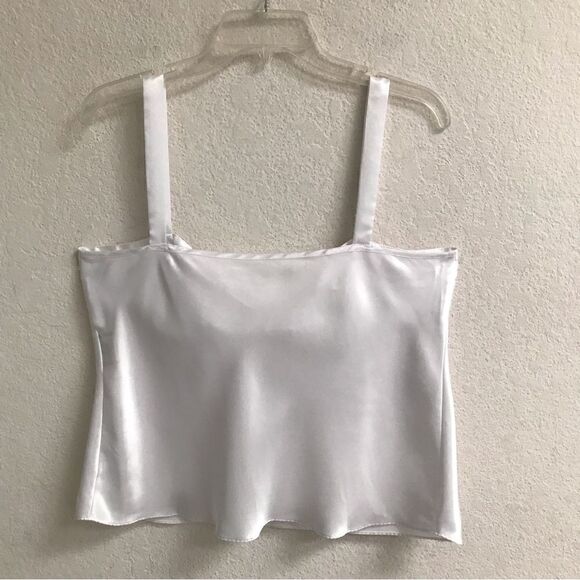 Vintage Y2K retro white satin boxy camisole top L - Picture 3 of 6